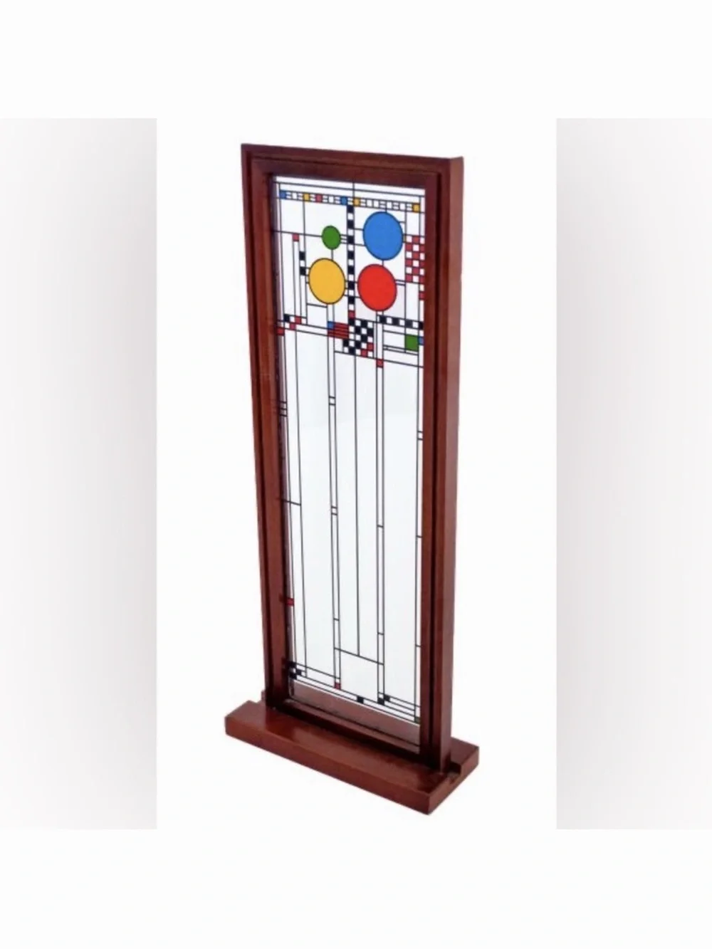 Frank Lloyd Wright MOMA Conley Playhouse Stained Glass Panel/Wood 1997